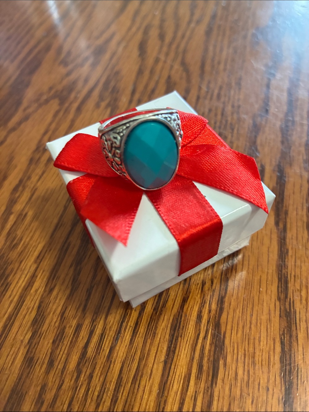 Turquoise Teardrop Stone Silver Ring - Turquoise